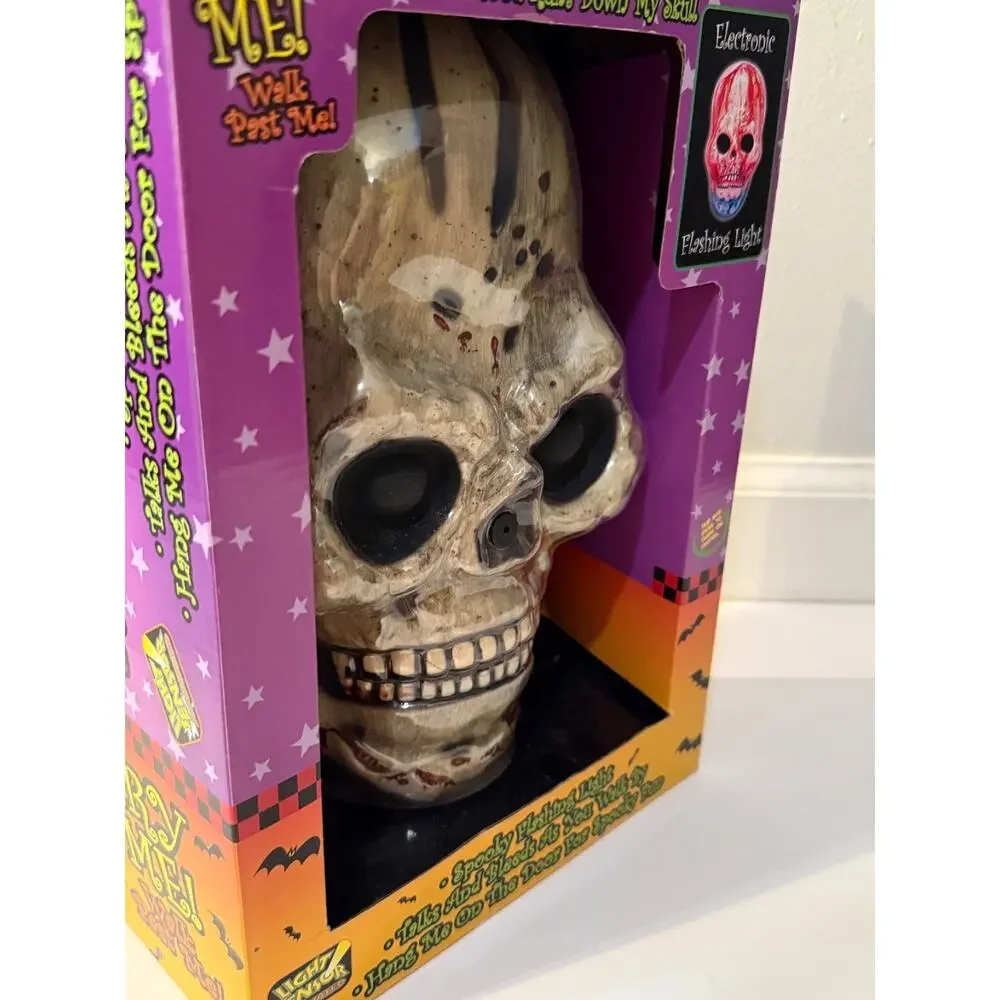 💀 Vintage Bleeding Skull Electronic Halloween Decor Light Sound Playtronix NIB